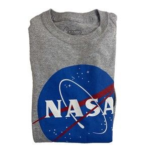 NASA Creative Empire Mens Nasa Logo Gray Short Sleeve Shirt  Size M Distressed